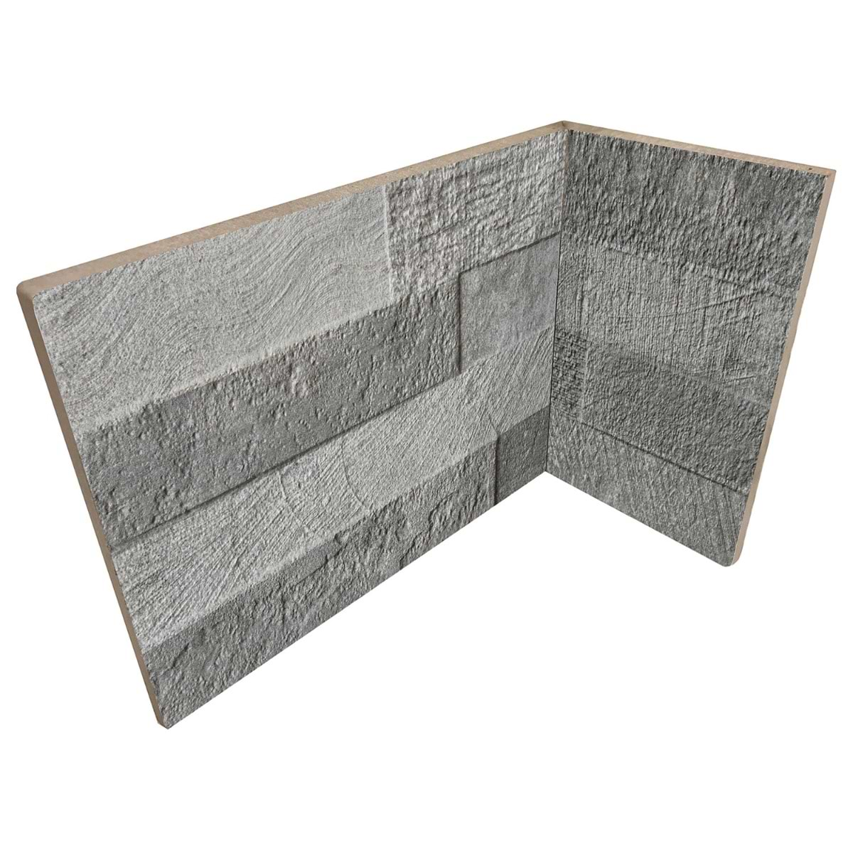 Lodge Stone 3D Gray 8x4x6 Textured Porcelain Inside Corner