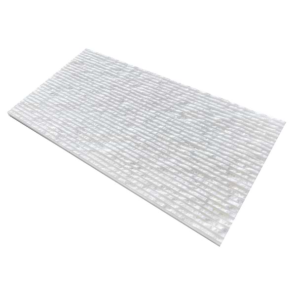 Rakestone Carved Split Bianco Ice White 12x24 Textured Honed Marble Tile