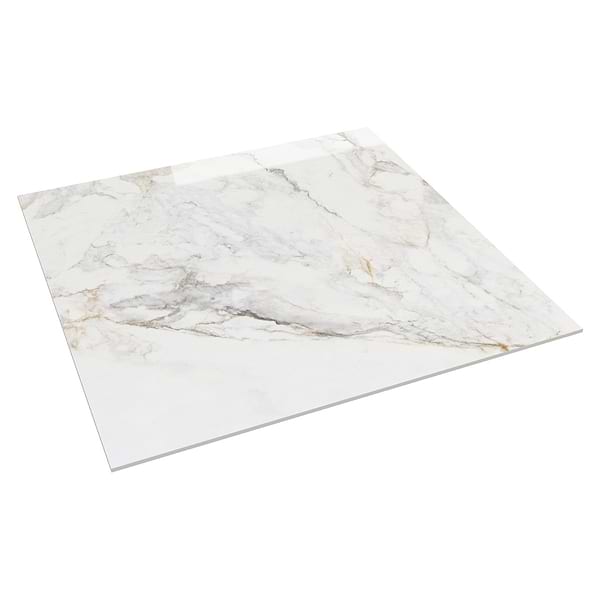 Calacatta Macchia White Gold 48x48 Marble Look Polished Porcelain Tile