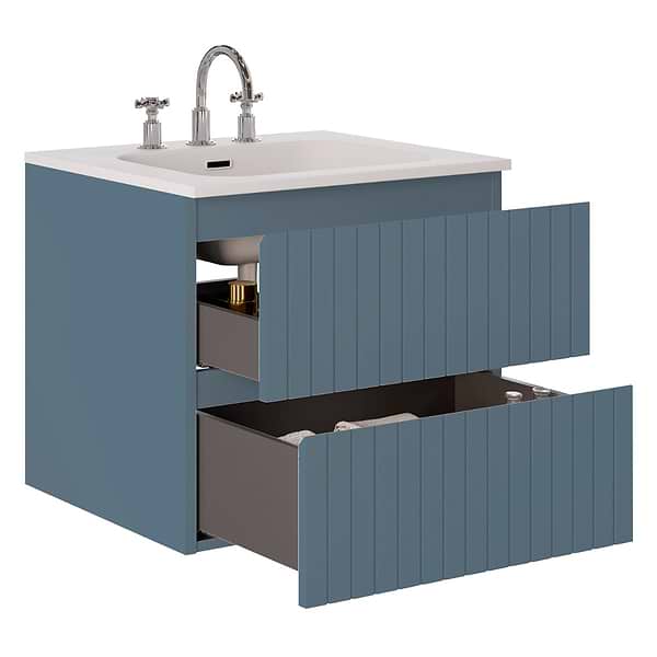 Prima Denim Blue 24" Single Vanity with Integrated Solid Surface Top