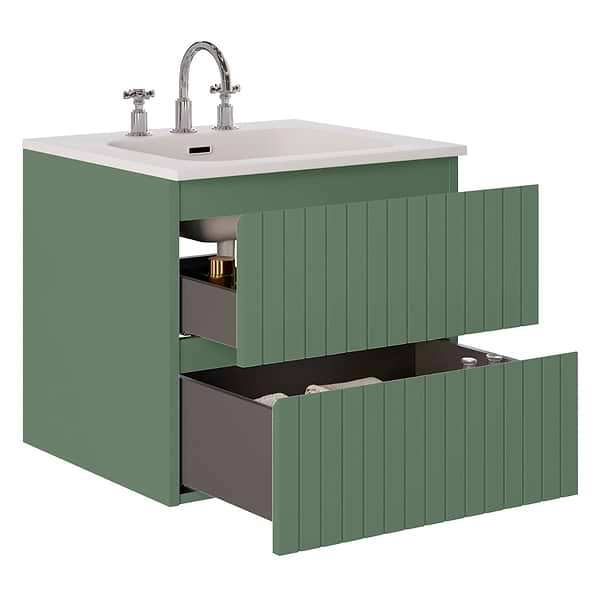 Prima Forest Green 24" Single Vanity with Integrated Solid Surface Top