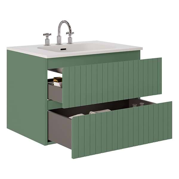 Prima Forest Green 30" Single Vanity with Integrated Solid Surface Top