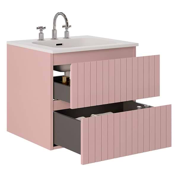 Prima Rose Pink 24" Single Vanity with Integrated Solid Surface Top