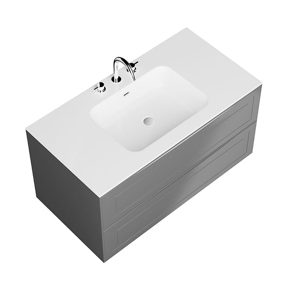 Alma Gray 42" Vanity with Integrated White Solid Surface Top