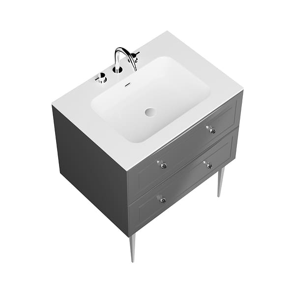 Alma Gray 30" Vanity with Chrome Legs & Knobs with Integrated White Solid Surface Top