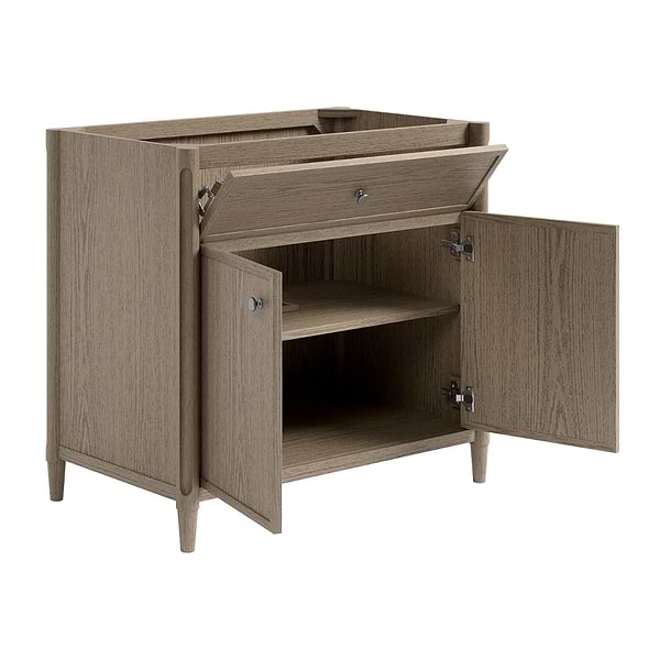 Ashford Greige Ash 36" Single Vanity without Top by TileBar Studio Vanities, View 7, open zoomed image