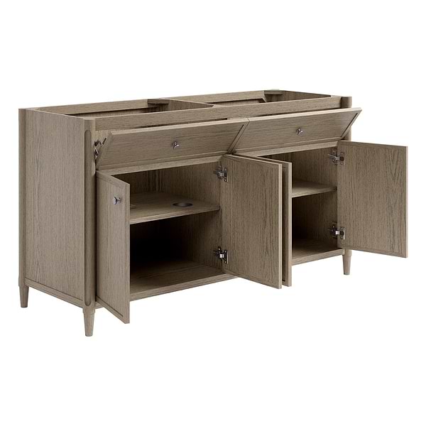 Ashford Greige Ash 60" Double Vanity without Top by TileBar Studio Vanities, View 7, open zoomed image