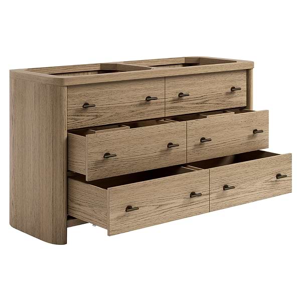 TileBar Studio Vanities Callum Natural Ash 60" Double Vanity without Top