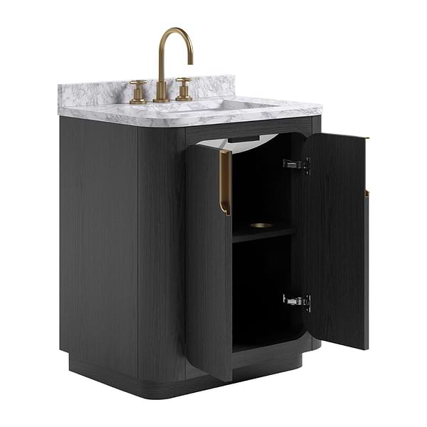 TileBar Studio Vanities Corbin Ebony Oak 30" Single Vanity with Carrara Marble Top