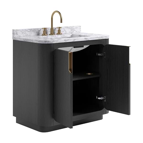 TileBar Studio Vanities Corbin Ebony Oak 36" Single Vanity with Carrara Marble Top