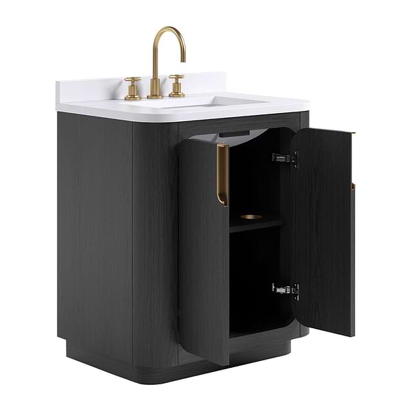 TileBar Studio Vanities Corbin Ebony Oak 30" Single Vanity with White Quartz Top