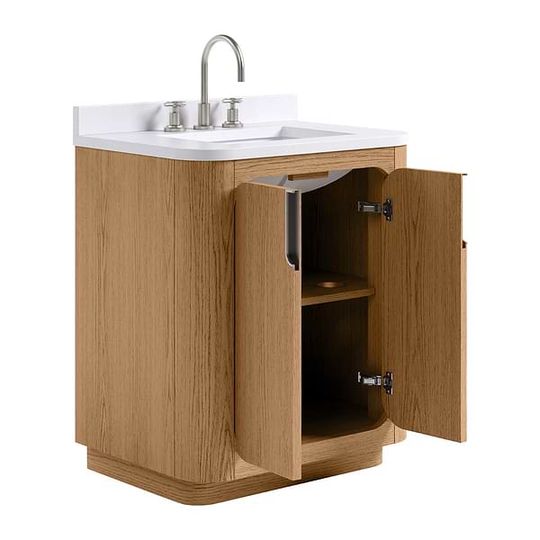 Corbin Medium Ash 30" Single Vanity with White Quartz Top by TileBar Studio Vanities, View 8, open zoomed image