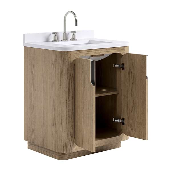 TileBar Studio Vanities Corbin Medium Ash 30" Single Vanity with White Quartz Top