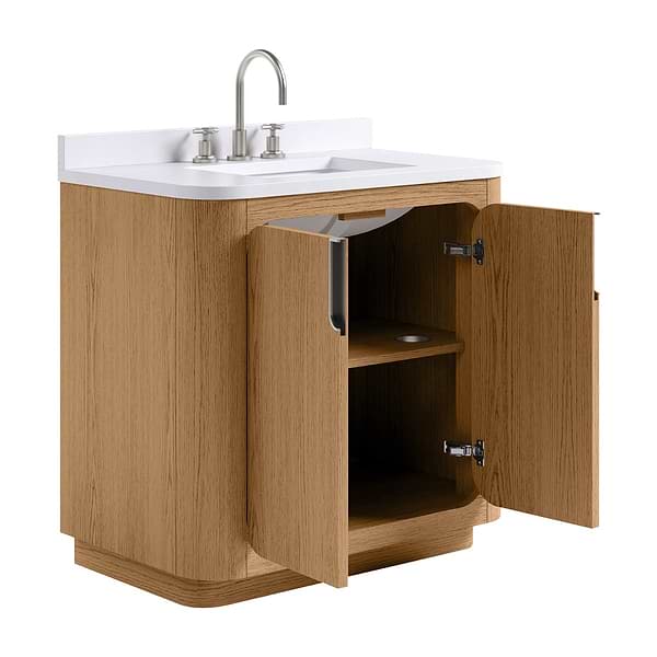 Corbin Medium Ash 36" Single Vanity with White Quartz Top by TileBar Studio Vanities, View 8, open zoomed image