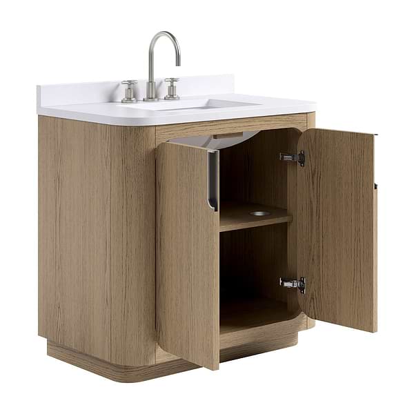 TileBar Studio Vanities Corbin Medium Ash 36" Single Vanity with White Quartz Top