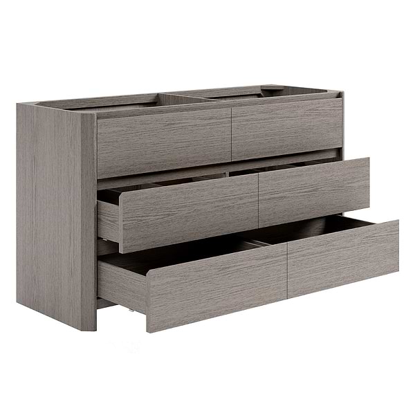 Dalton Steel Oak 60" Double Vanity without Top by TileBar Studio Vanities, View 7, open zoomed image