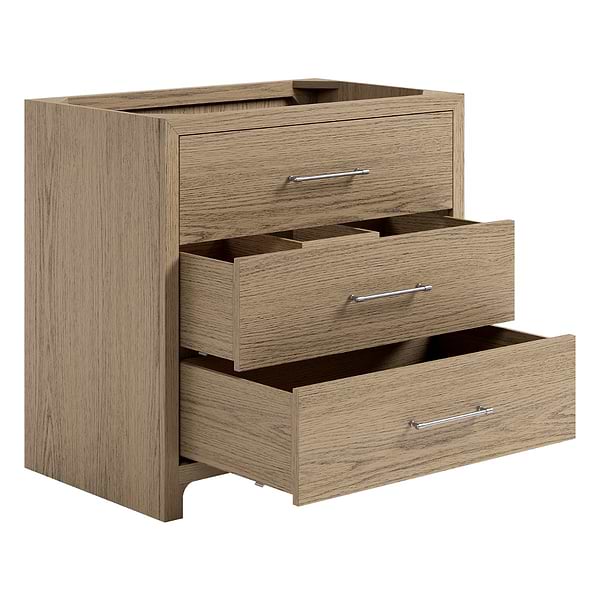TileBar Studio Vanities Edison Medium Ash 36" Single Vanity without Top