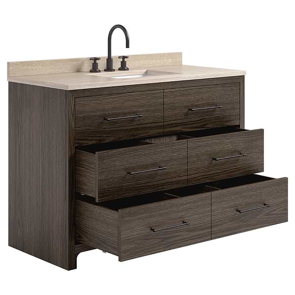 TileBar Studio Vanities Edison Espresso Oak 48" Single Vanity with Romano Travertine Top