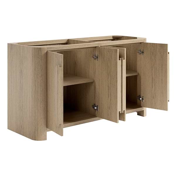 Harper Medium Ash 60" Double Vanity without Top by TileBar Studio Vanities, View 7, open zoomed image