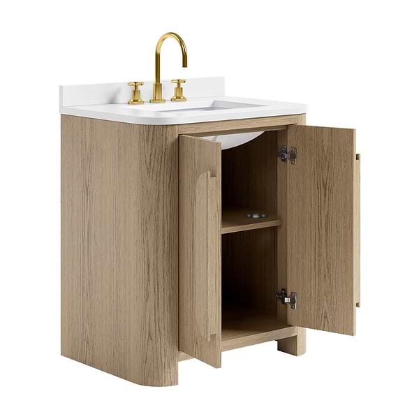 Harper Medium Ash 30" Single Vanity with White Quartz Top by TileBar Studio Vanities, View 7, open zoomed image