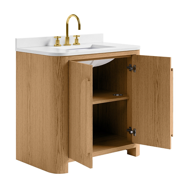 Harper Medium Ash 36" Single Vanity with White Quartz Top by TileBar Studio Vanities, View 7, open zoomed image