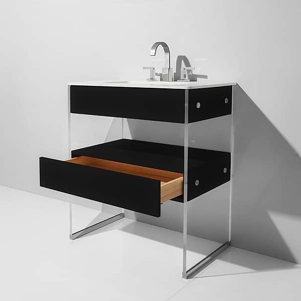 Lucite 30" Black Gloss Vanity and Counter