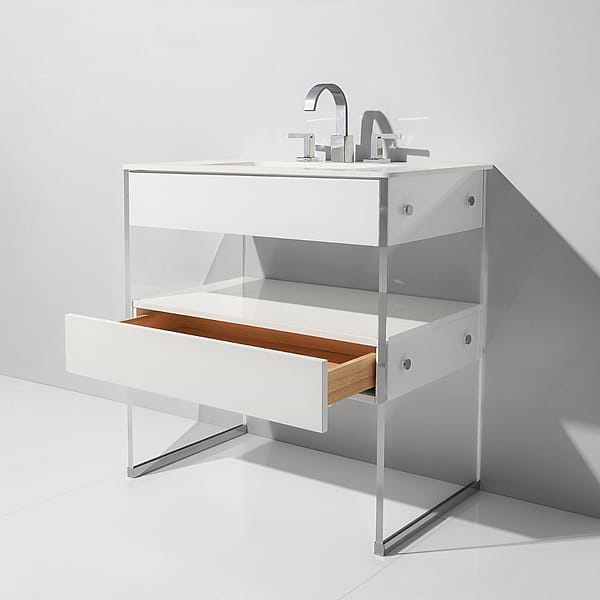 Lucite 36" White Gloss Vanity and Counter