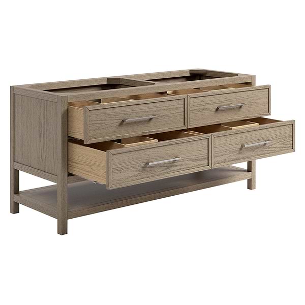 TileBar Studio Vanities Rowan Greige Ash 60" Double Vanity without Top