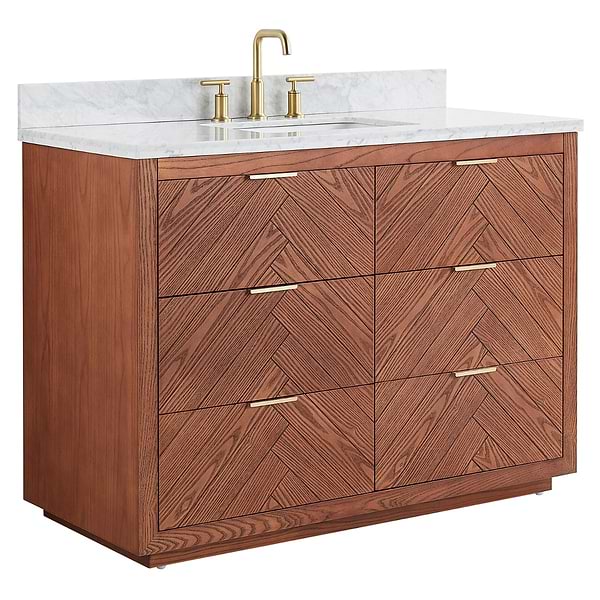 Marilyn Woodgrain 48" Single Vanity with Carrara Marble Top