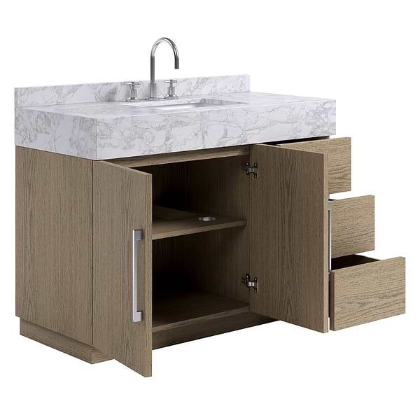 TileBar Studio Vanities Orville Greige Ash 48" Single Vanity with Carrara Marble Top