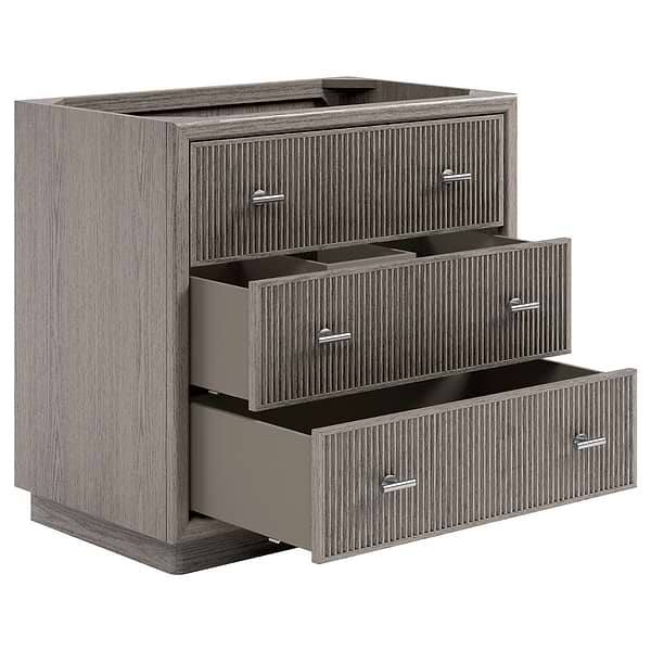 Rhett Steel Oak 36" Single Vanity without Top by TileBar Studio Vanities; image 7; in Style Ideas Classic, Modern, Transitional; released 2026; new, trends