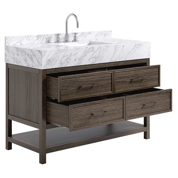 TileBar Studio Vanities Rowan Espresso Oak 48" Single Vanity with Carrara Marble Top