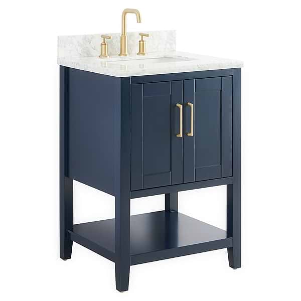 Sheraton 24" Navy Vanity with Carrara Marble Top and Ceramic Basin