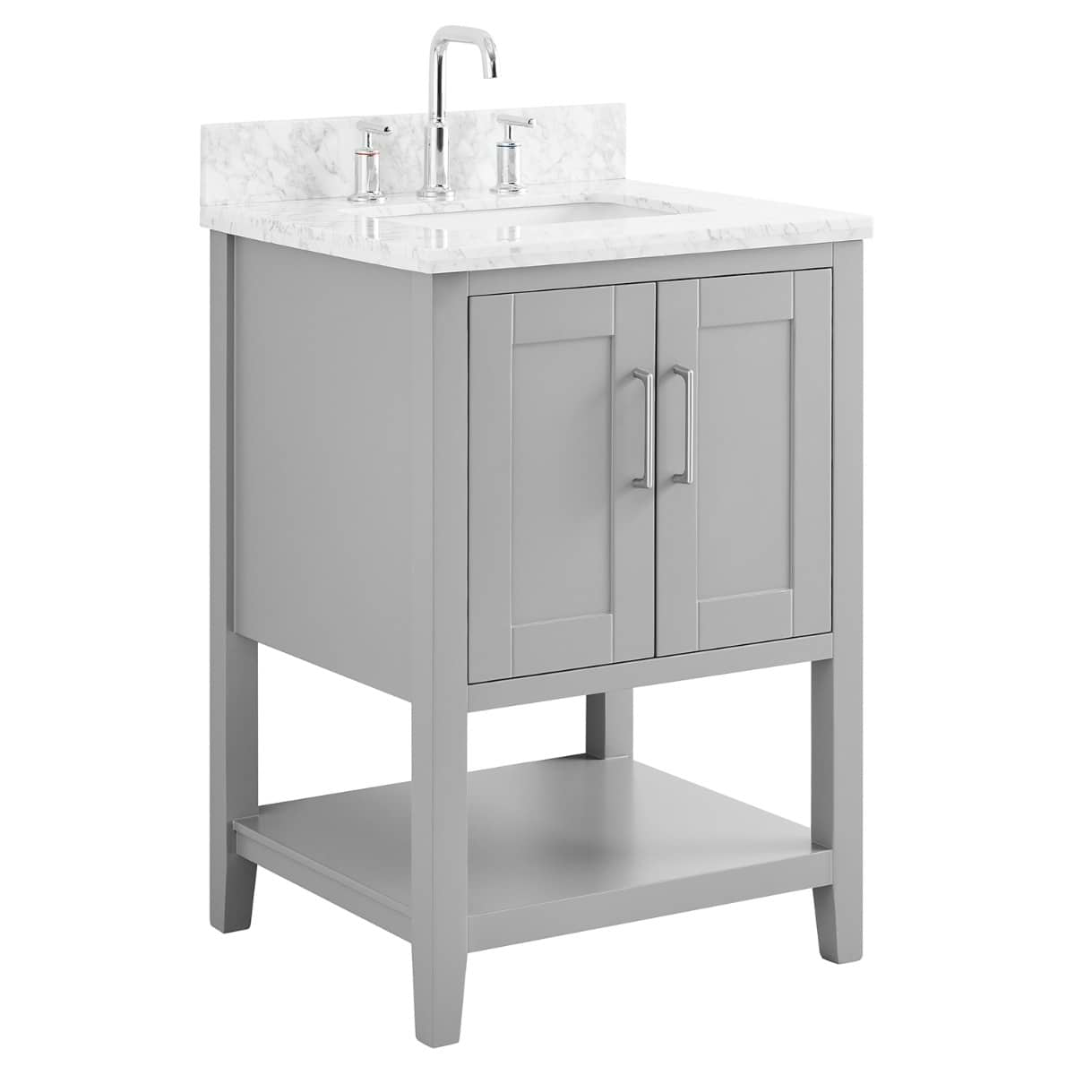 Sheraton 24" Gray Vanity with Carrara Marble Top and Ceramic Basin