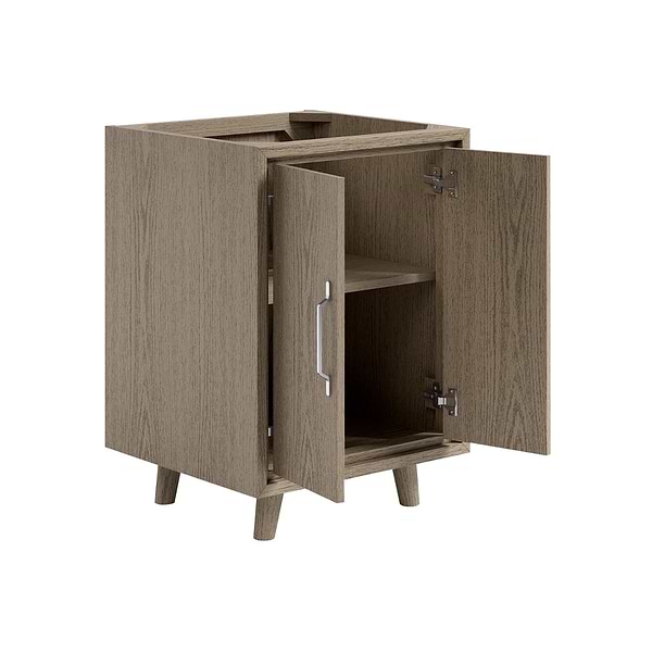 Setton Greige Ash 24" Single Vanity without Top by TileBar Studio Vanities, View 8, open zoomed image