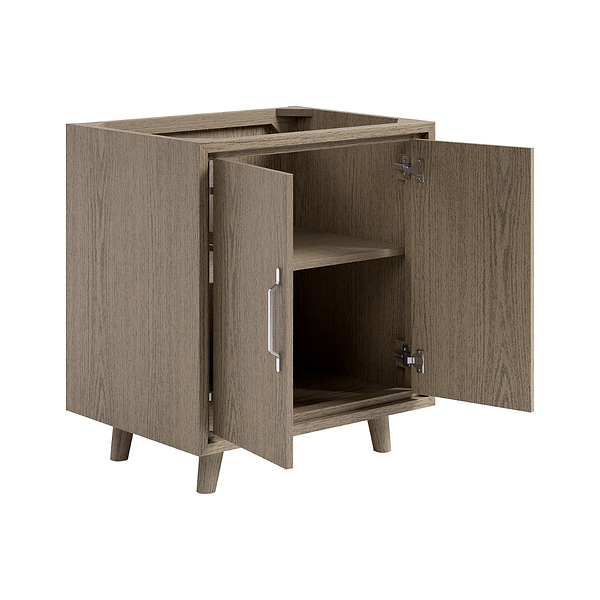 Setton Greige Ash 30" Single Vanity without Top by TileBar Studio Vanities, View 8, open zoomed image