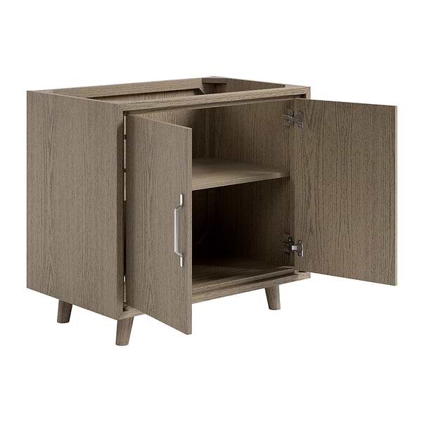 Setton Greige Ash 36" Single Vanity without Top by TileBar Studio Vanities, View 8, open zoomed image