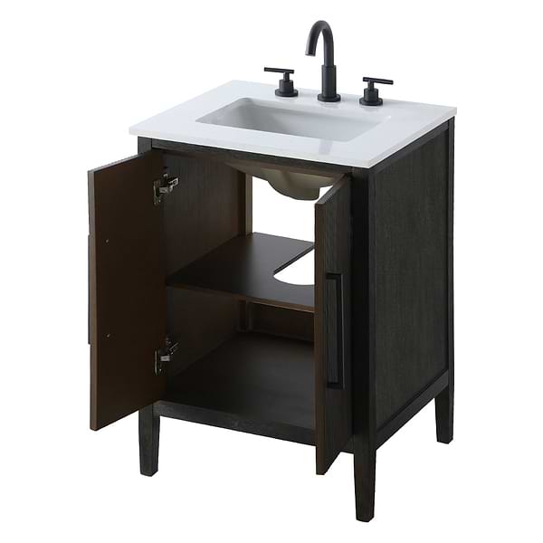 Juelle Chocolate Oak 24" Single Vanity with Cultured Marble Top