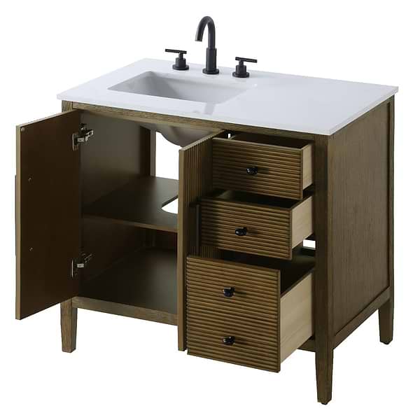 Juelle Hazel Oak 36" Single Vanity with Cultured Marble Top