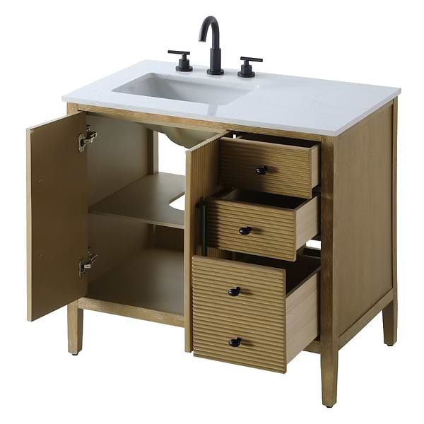 Juelle Honey Oak 36" Single Vanity with Cultured Marble Top