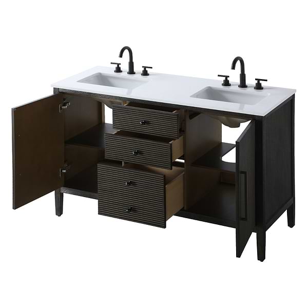 Juelle Chocolate Oak 54" Double Vanity with Cultured Marble Top