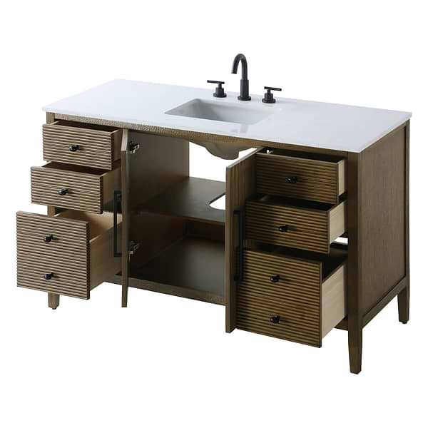 Juelle Hazel Oak 54" Single Vanity with Cultured Marble Top