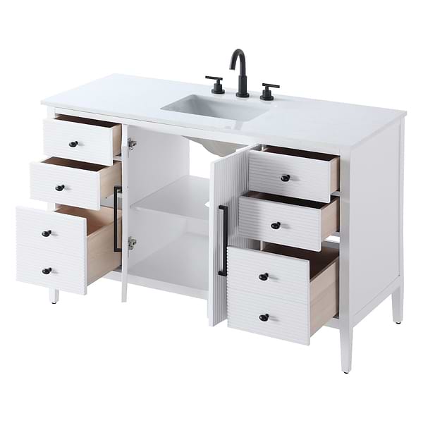 Juelle White 54" Single Vanity with Cultured Marble Top
