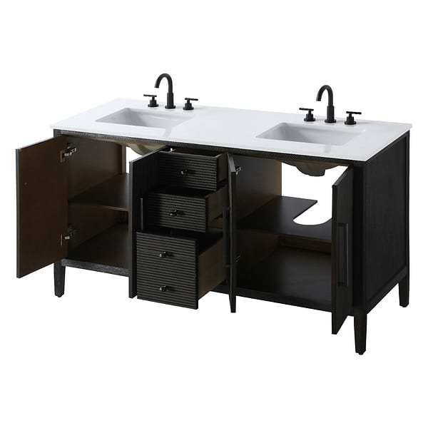 Juelle Chocolate Oak 60" Double Vanity with Cultured Marble Top