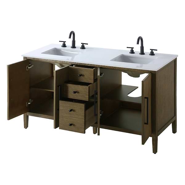 Juelle Hazel Oak 60" Double Vanity with Cultured Marble Top