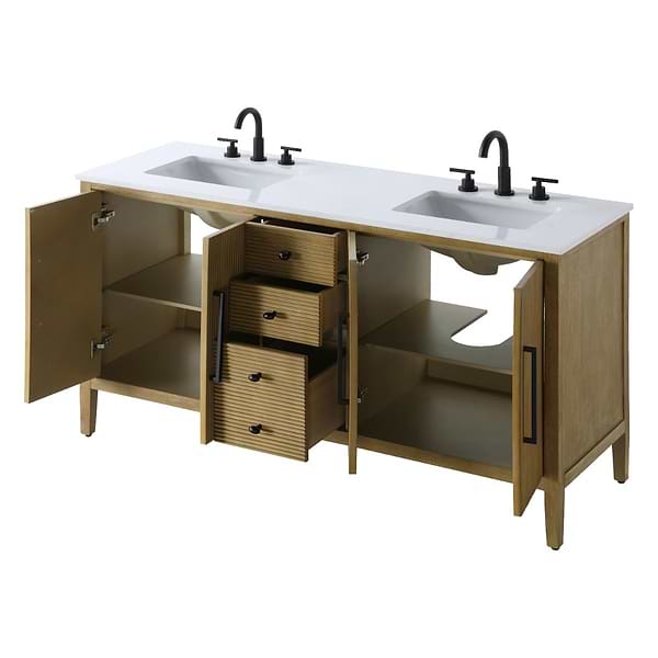 Juelle Honey Oak 60" Double Vanity with Cultured Marble Top