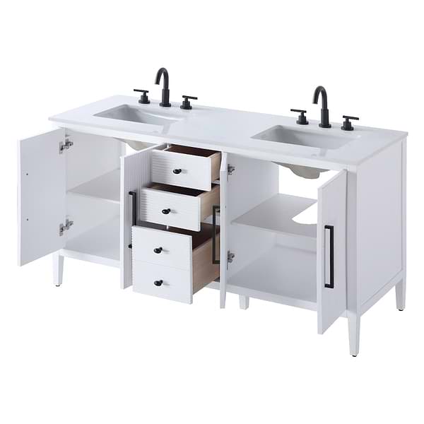 Juelle White 60" Double Vanity with Cultured Marble Top