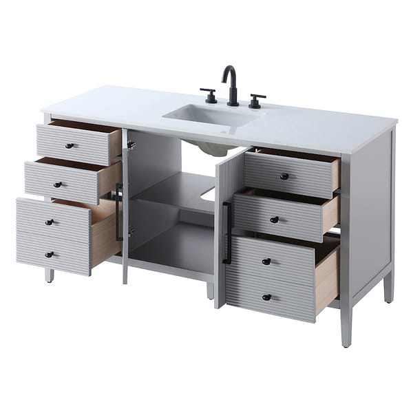Juelle Gray 60" Single Vanity with Cultured Marble Top