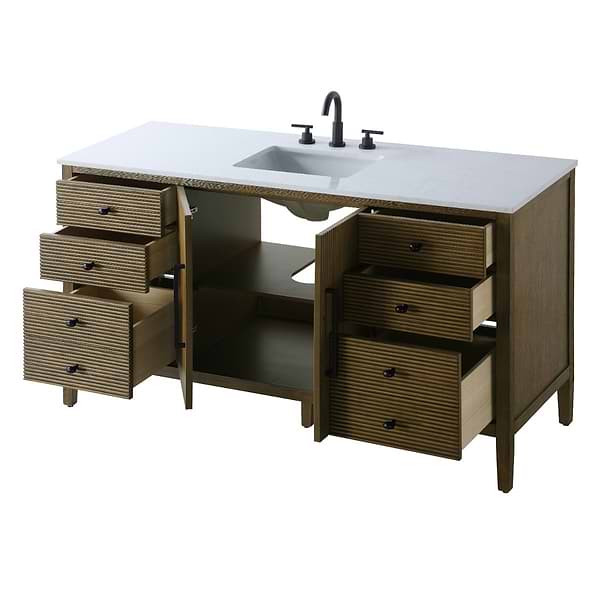 Juelle Hazel Oak 60" Single Vanity with Cultured Marble Top
