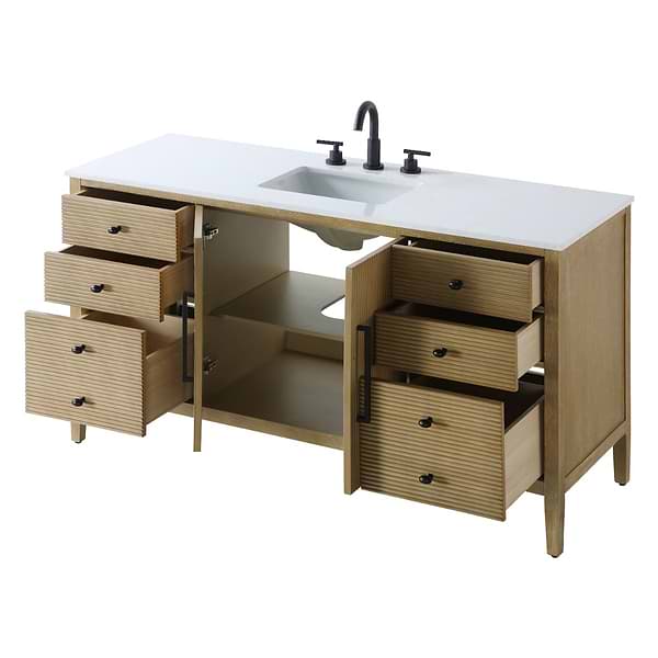 Juelle Honey Oak 60" Single Vanity with Cultured Marble Top